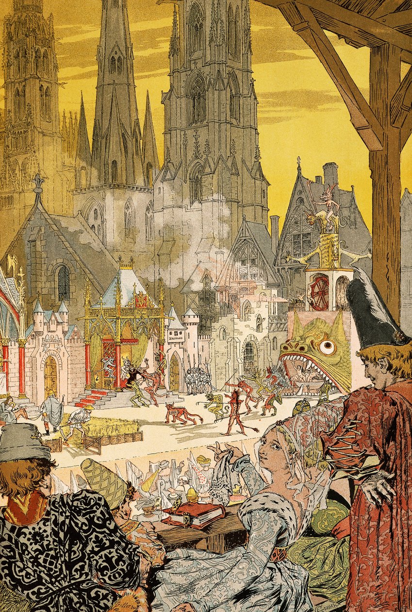 Raffigurazione del mistero nel cimitero della cattedrale, illustrazione per Notre-Dame de Paris di Victor Hugo da Eugene Grasset