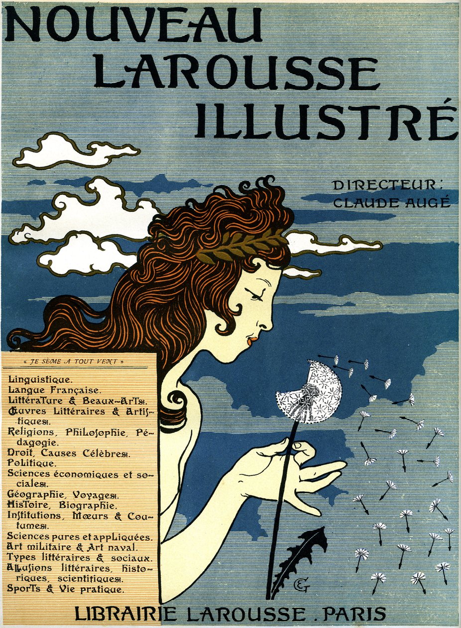 Prima pagina del Nouveau Larousse illustrato (dizionario in sette volumi pubblicato tra il 1897 e il 1904) da Eugene Grasset