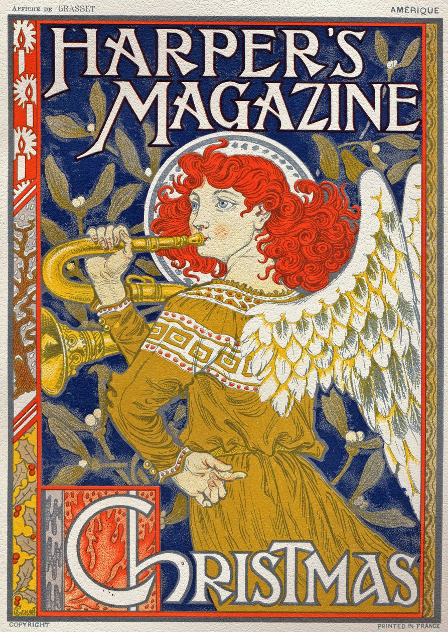 Religione. Angelo di Natale. Poster di Eugene Grasset per Harper