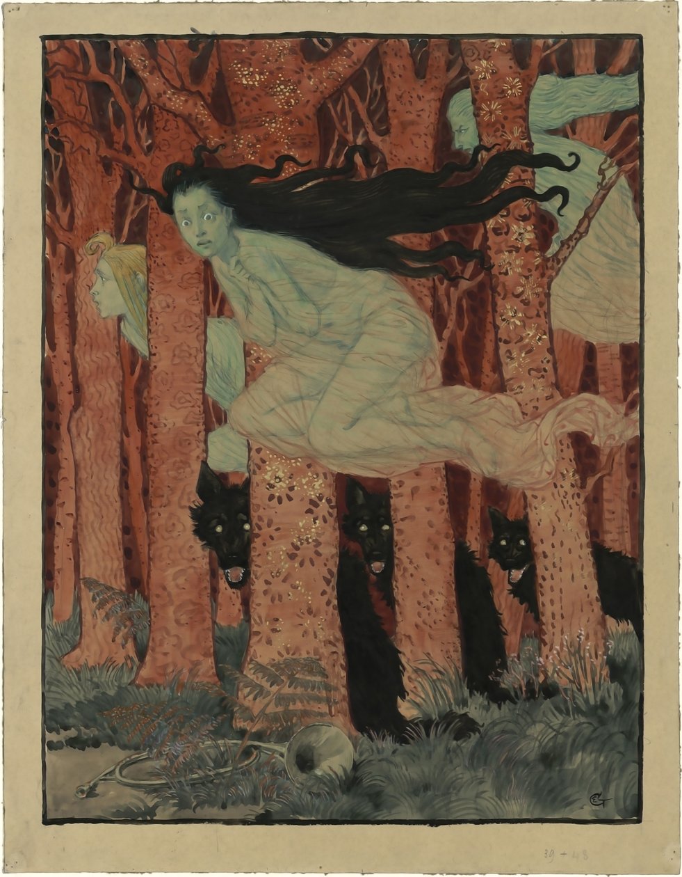 Tre donne e tre lupi, ca 1892 da Eugene Grasset