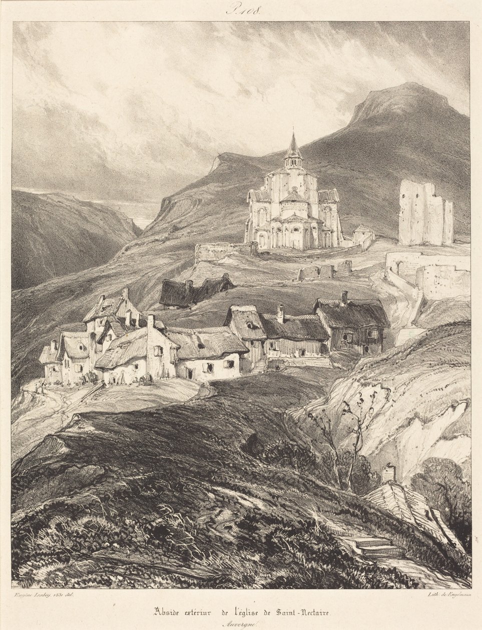 Abside della chiesa di Saint-Nectaire da Eugene Isabey