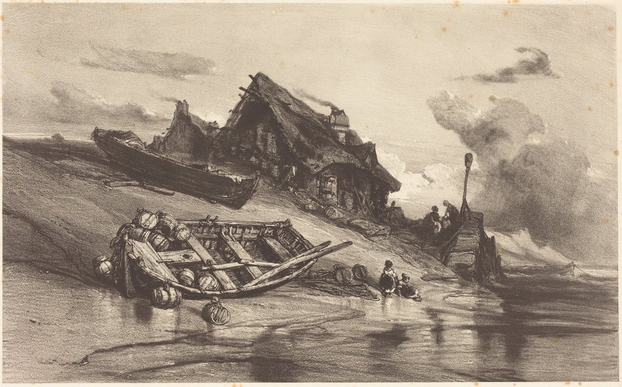 Capanne di pescatori da Eugene Isabey