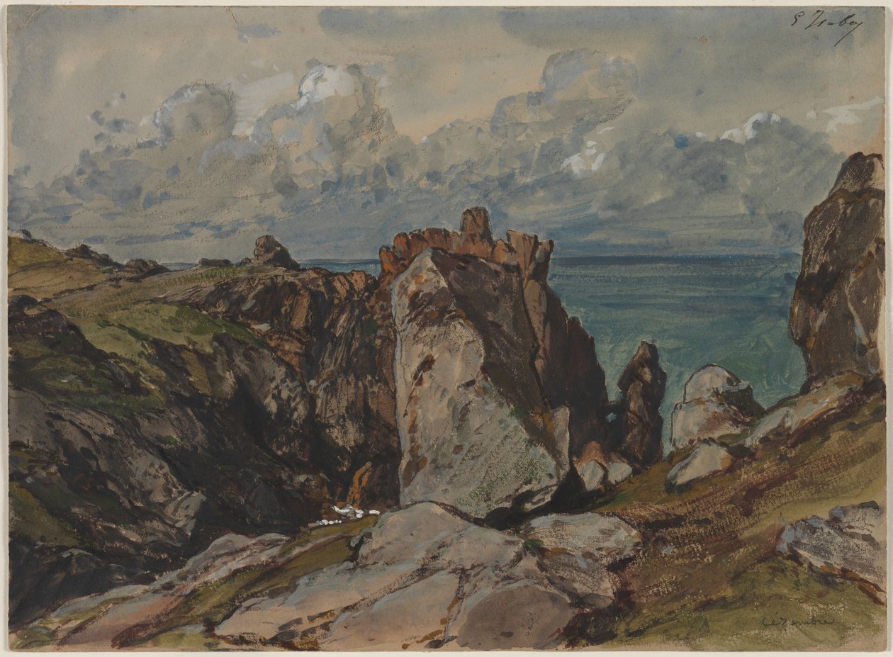 Scogliere sul mare a Cézembre, Bretagna, c. 1830 da Eugene Isabey