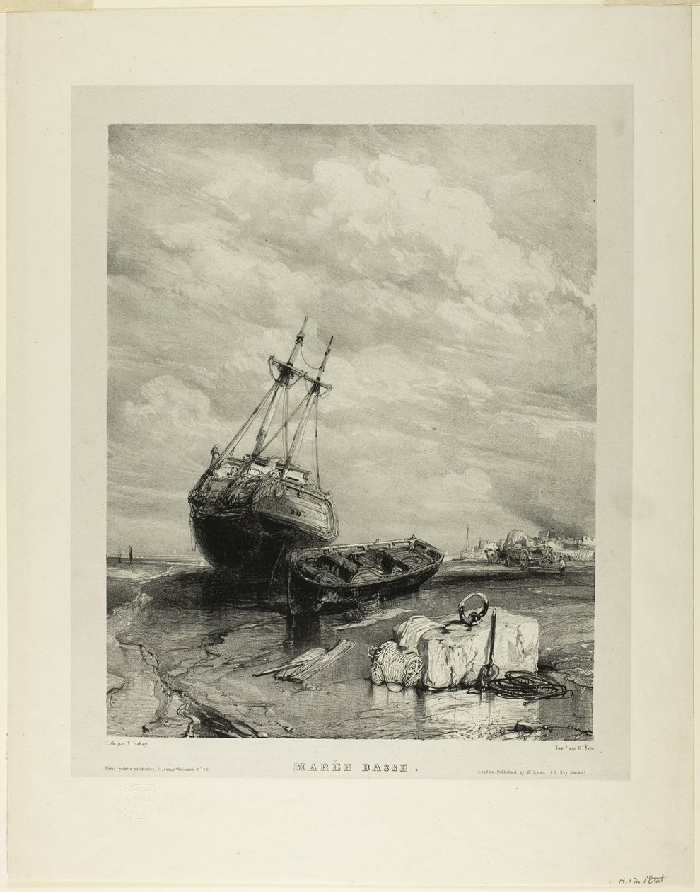 Bassa marea, tavola sei da Sei marine da Eugene Isabey