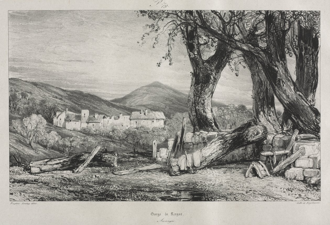 Viaggi pittoreschi e romantici nella vecchia Francia: Alvernia (vol. II), Gola di Royat, Tavola 79 da Eugene Isabey