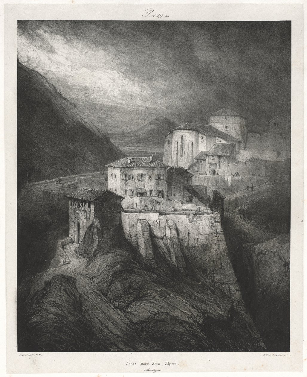 Viaggi pittoreschi e romantici nella vecchia Francia: Alvernia (vol. II): Chiesa di San Giovanni, Thiers, Tavola 129 da Eugene Isabey