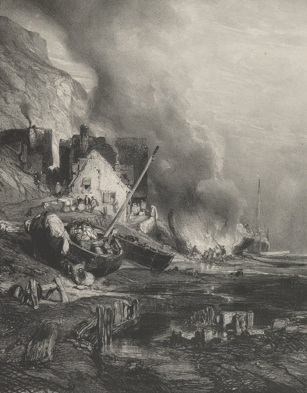 Rimessa in sesto di una nave a bassa marea, 1833 da Eugene Isabey
