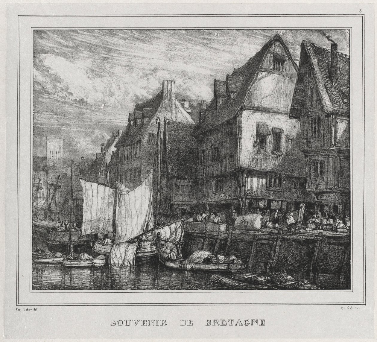 Souvenirs: Souvenir della Bretagna, Tavola 5, 1832 da Eugene Isabey