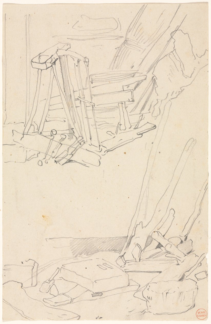 Studi di legno e attrezzi agricoli da Eugene Isabey