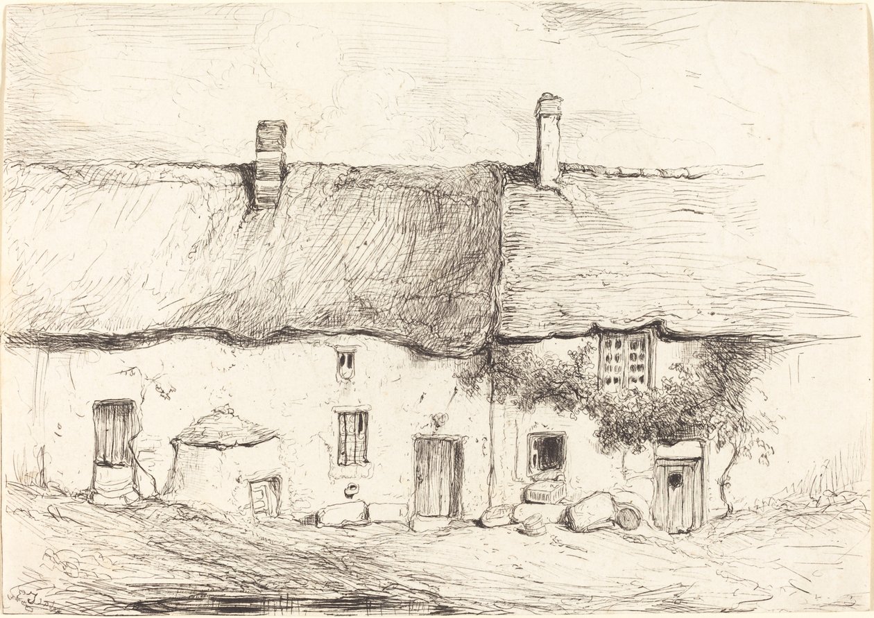 Due cottage da Eugene Isabey