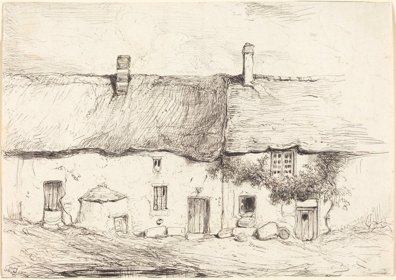 Due cottage da Eugene Isabey