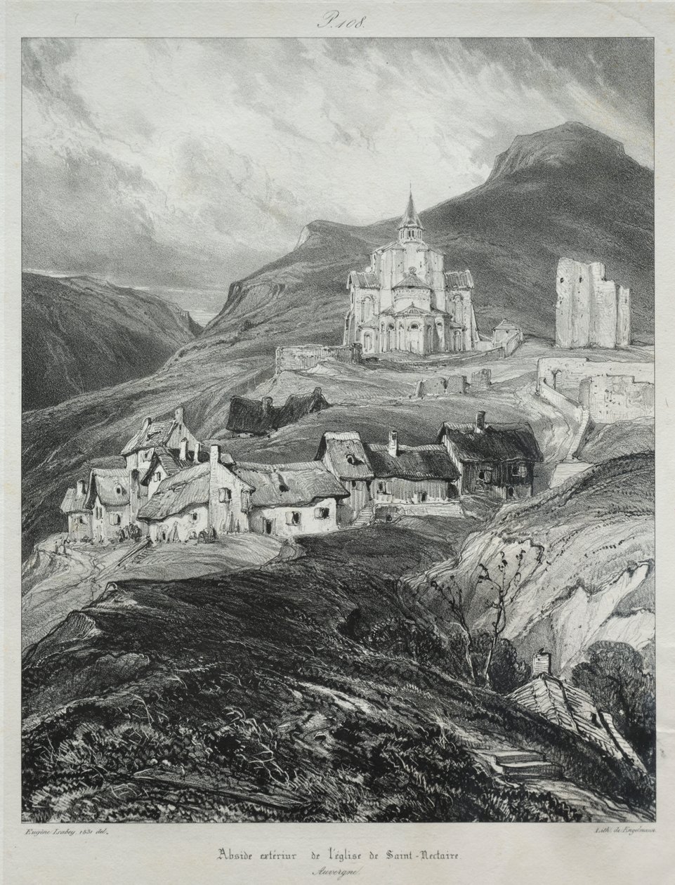 Viaggi pittoreschi e romantici nella vecchia Francia, Alvernia: Abside della chiesa di Saint Nectaire da Eugene Isabey