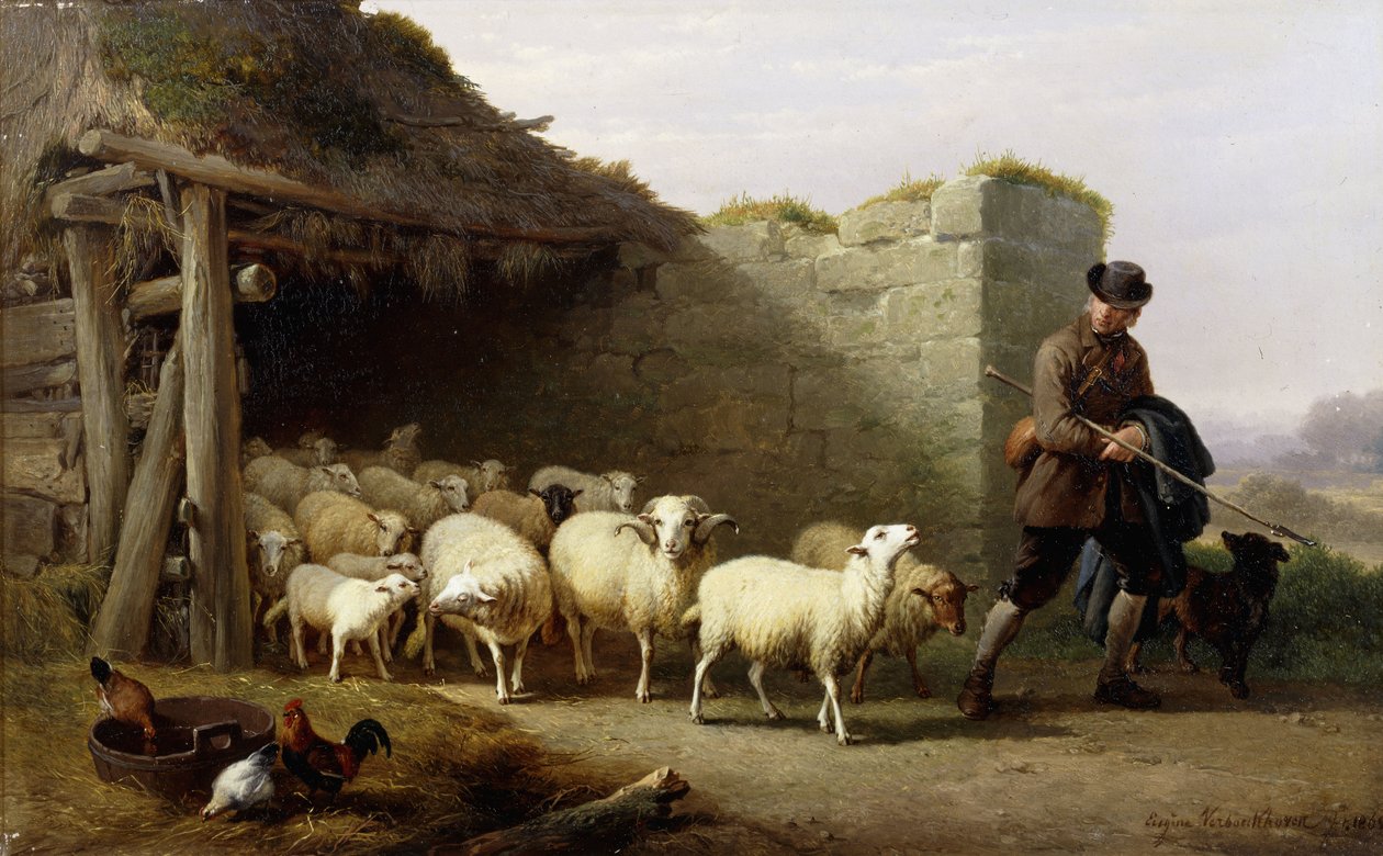 Un pastore e il suo gregge, 1862 da Eugene Joseph Verboeckhoven