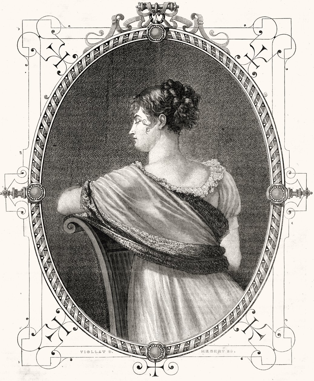 Ritratto di Madame Recamier inciso da Antoine Auguste Ernest Hebert da Eugene Joseph Viollat