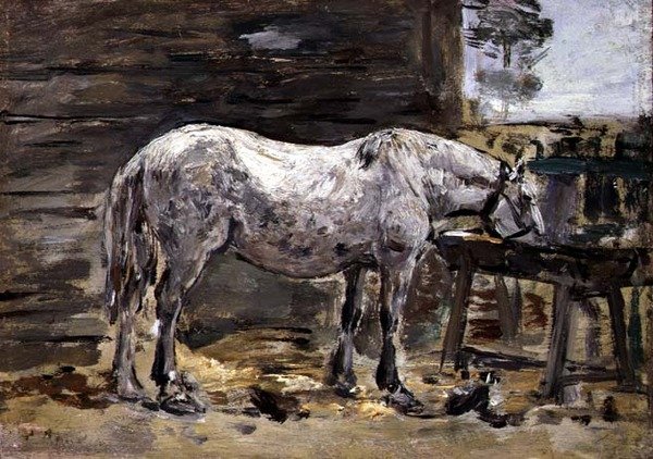 Un cavallo che beve, c.1885-90 da Eugene Louis Boudin
