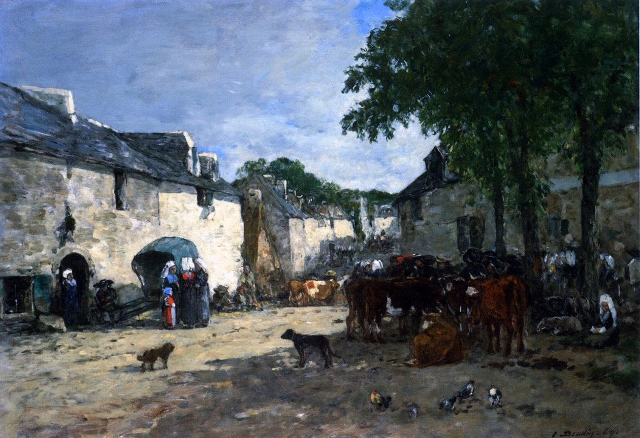 Mercato del bestiame a Daoulas, Bretagna da Eugene Louis Boudin
