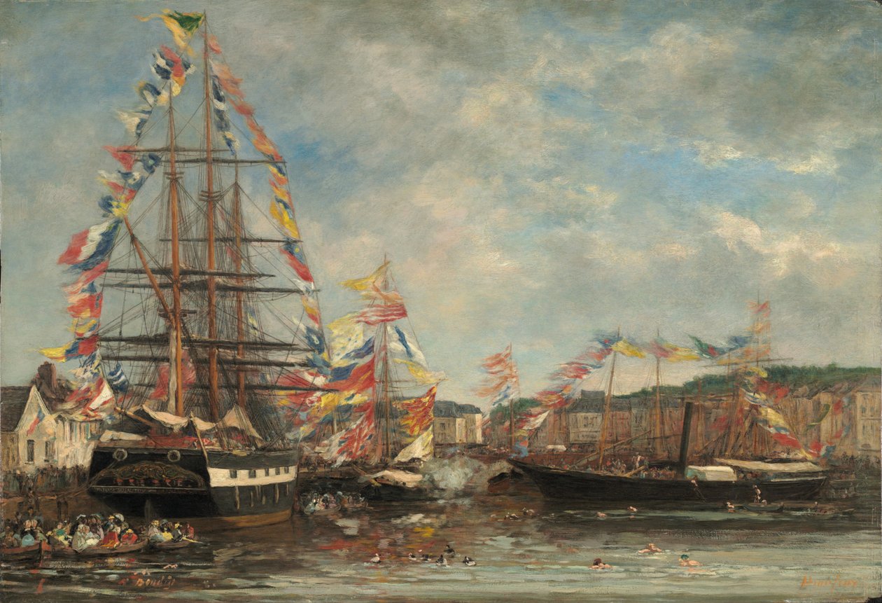 Festival nel porto di Honfleur, 1858 da Eugene Louis Boudin