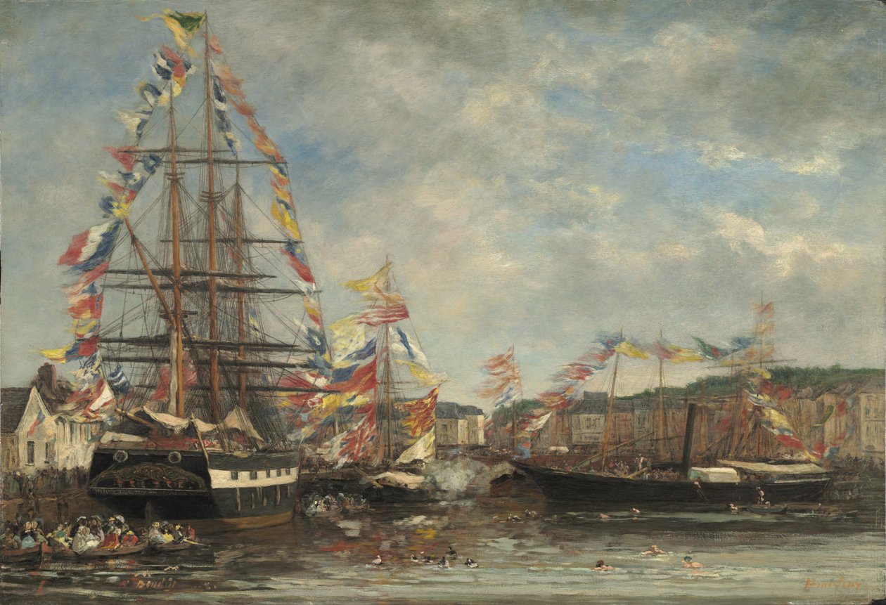 Festival nel porto di Honfleur, 1858 da Eugene Louis Boudin
