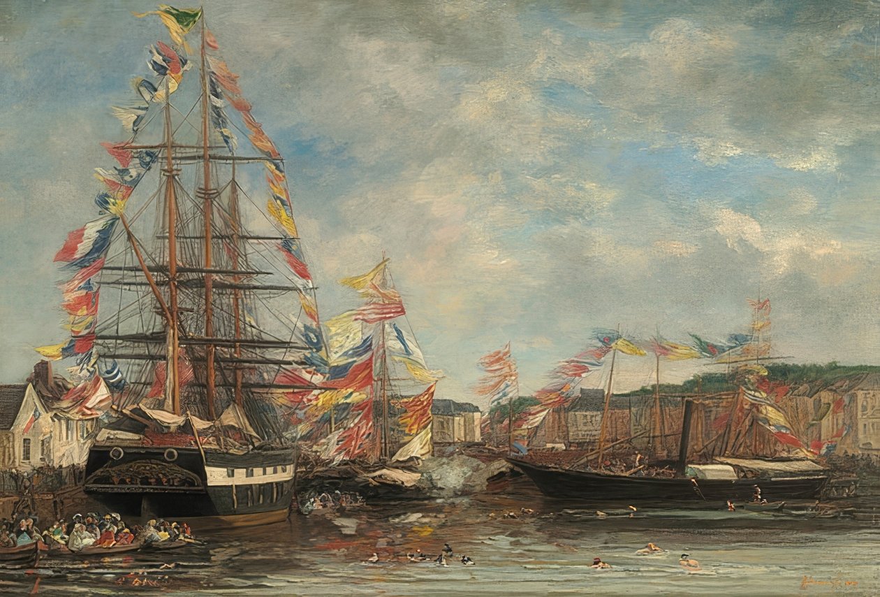 Giorno di festa nel porto di Honfleur. 1858 da Eugene Louis Boudin