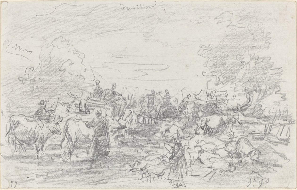 Mandrie che Attraversano un Torrente, 1877 da Eugene Louis Boudin