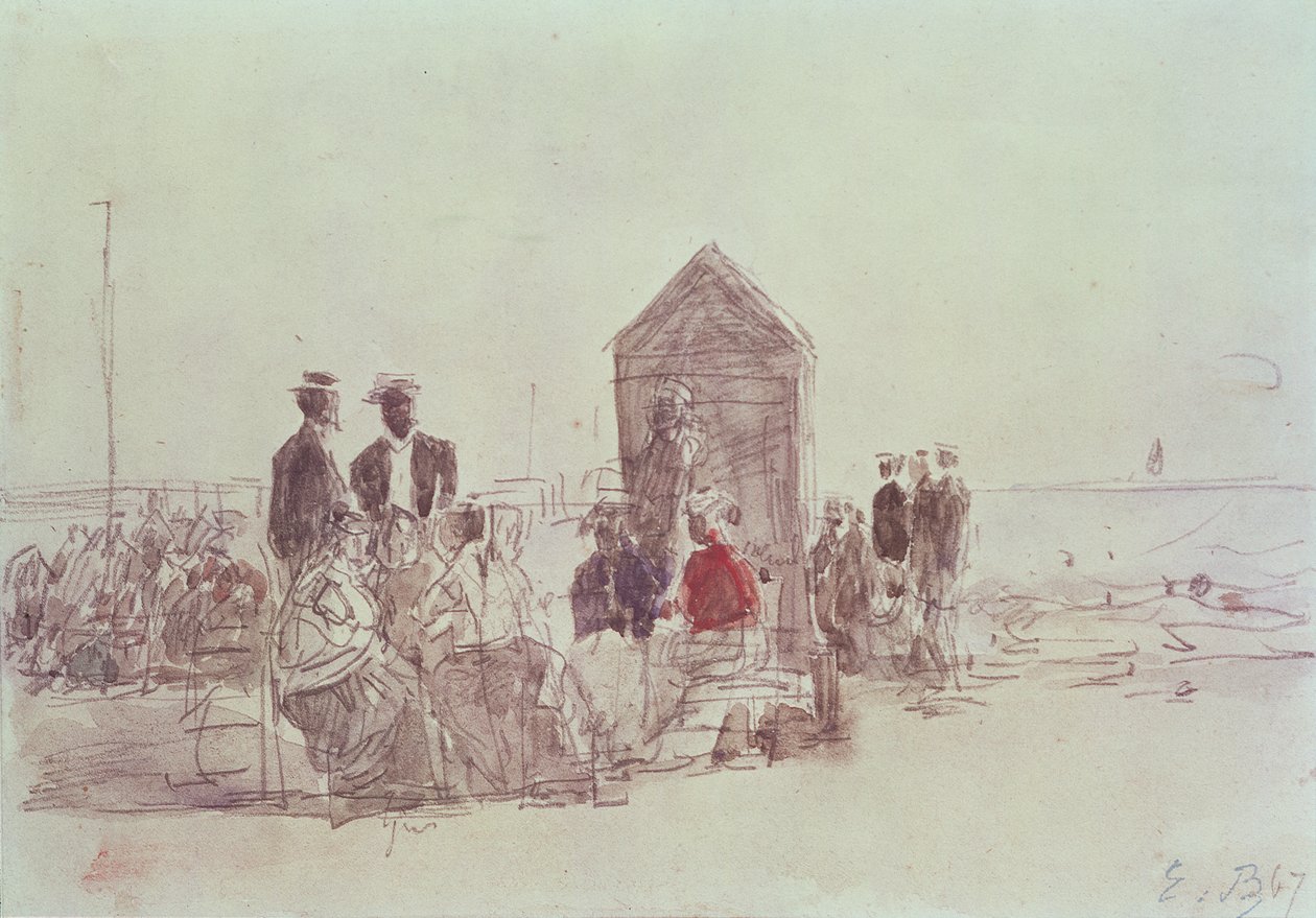 Persone sulla spiaggia a Deauville da Eugene Louis Boudin