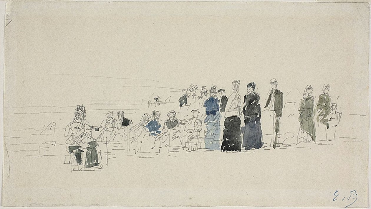 Gonne sulla spiaggia (recto); Donne bretoni sulla spiaggia (verso) da Eugene Louis Boudin