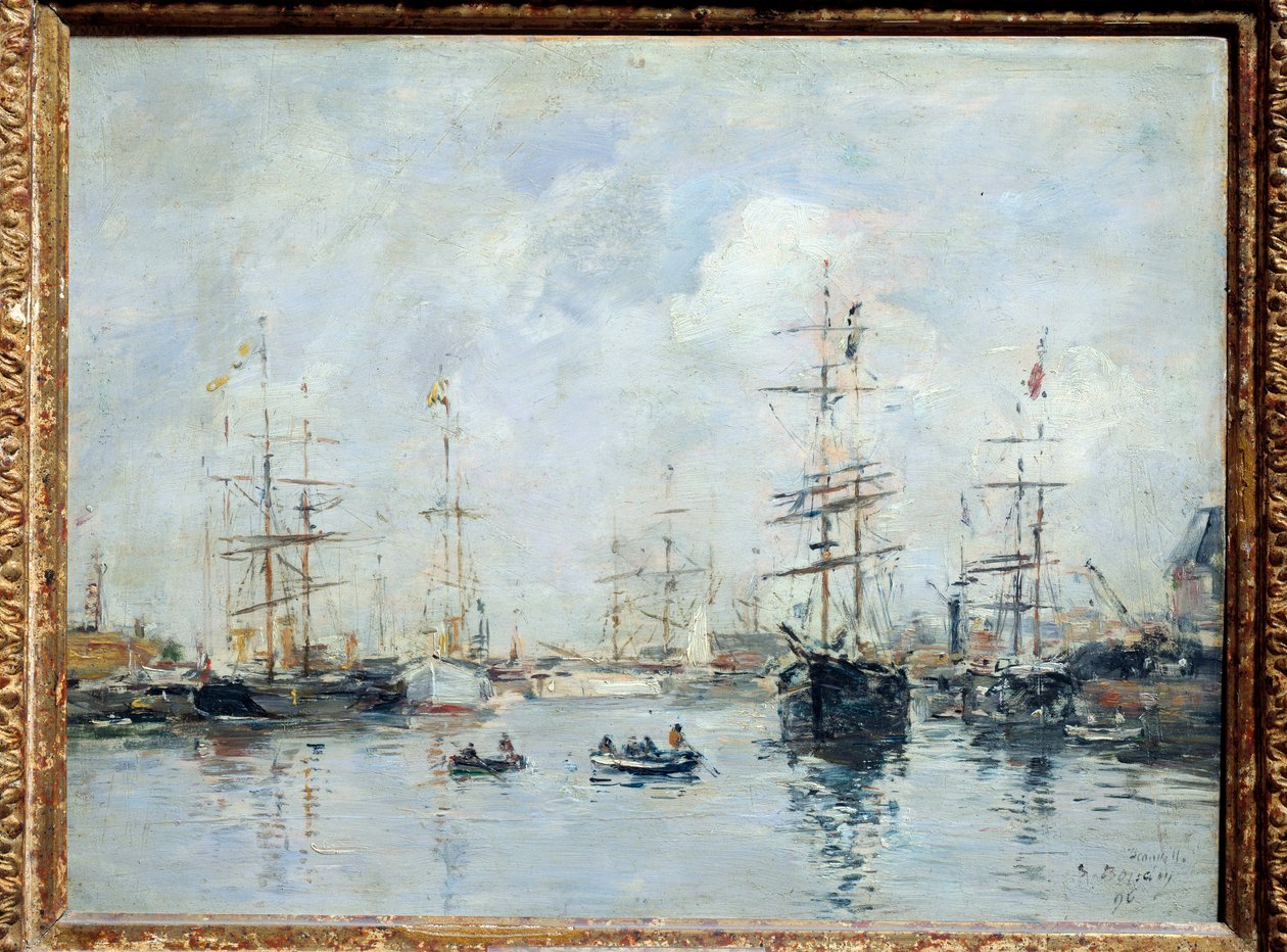 Barche a vela al porto, Deauville nel 1896 da Eugene Louis Boudin