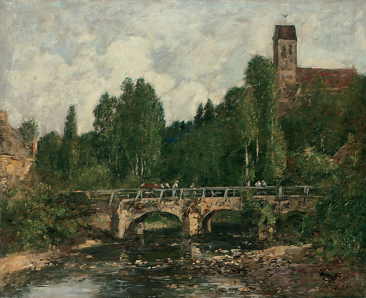 Saint-Cenery, la chiesa e il ponte, 1892 da Eugene Louis Boudin