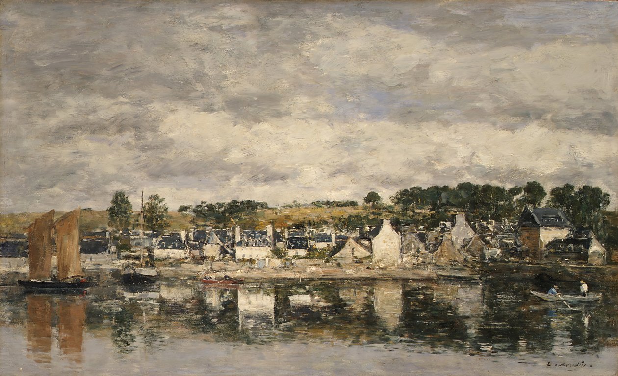 Villaggio vicino a un fiume, probabilmente 1867 da Eugene Louis Boudin