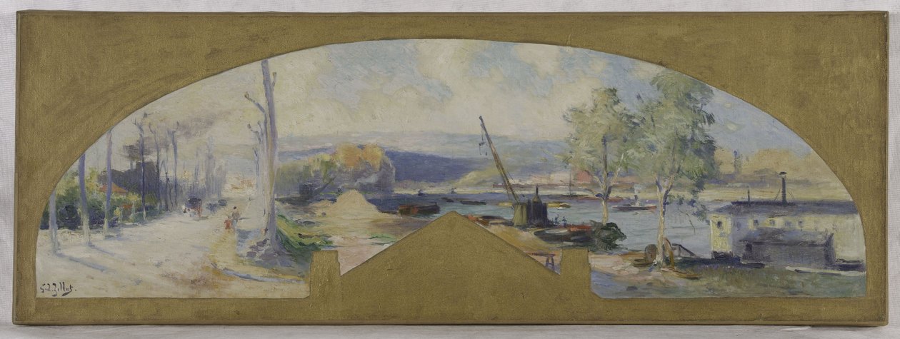 Bozzetto per il municipio di Issy-les-Moulineaux: La Senna a Issy-les-Moulineaux, circa 1901 da Eugene Louis Gillot