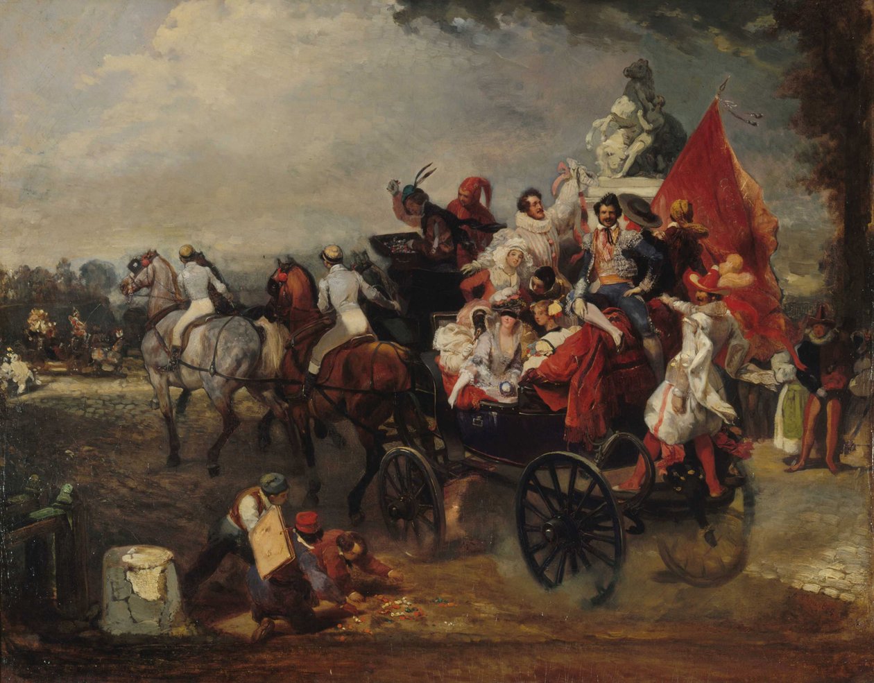 Scena di carnevale, Place de la Concorde, 1834 da Eugene Louis Lami