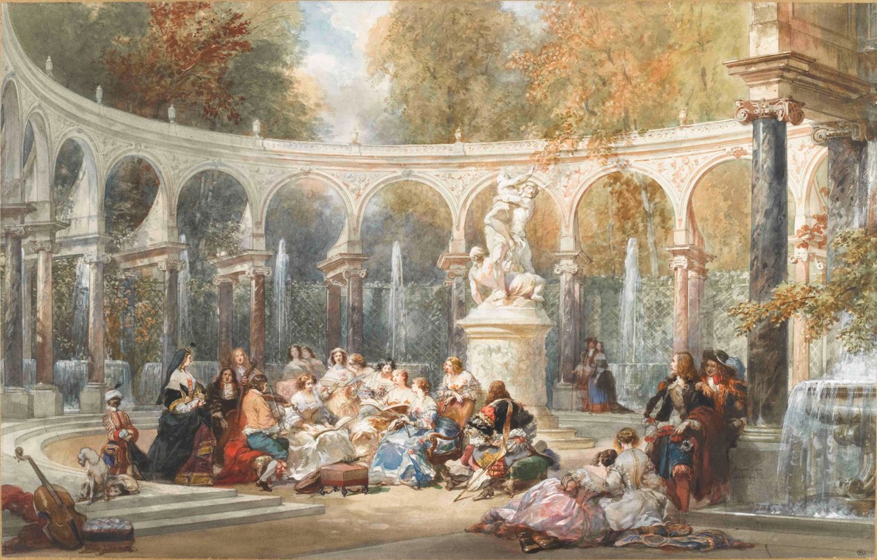 Società al Bosquet de la Colonnade nel giardino di Versailles da Eugene Louis Lami