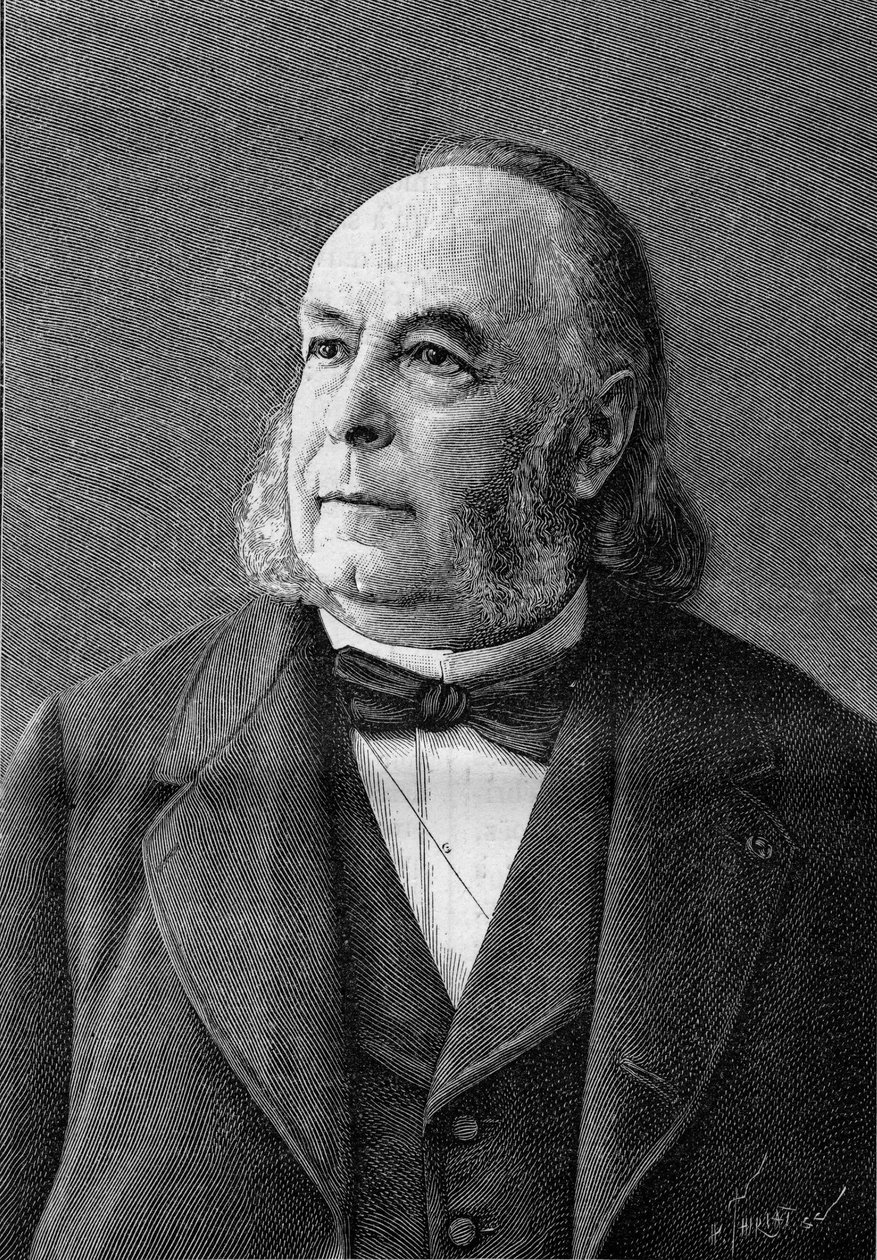 Ritratto di Edmond Fremy (1814-1894), chimico francese (da una fotografia di Eug. Pirou). Incisione in "La Nature: revue des sciences et de leurs applications aux arts et a l