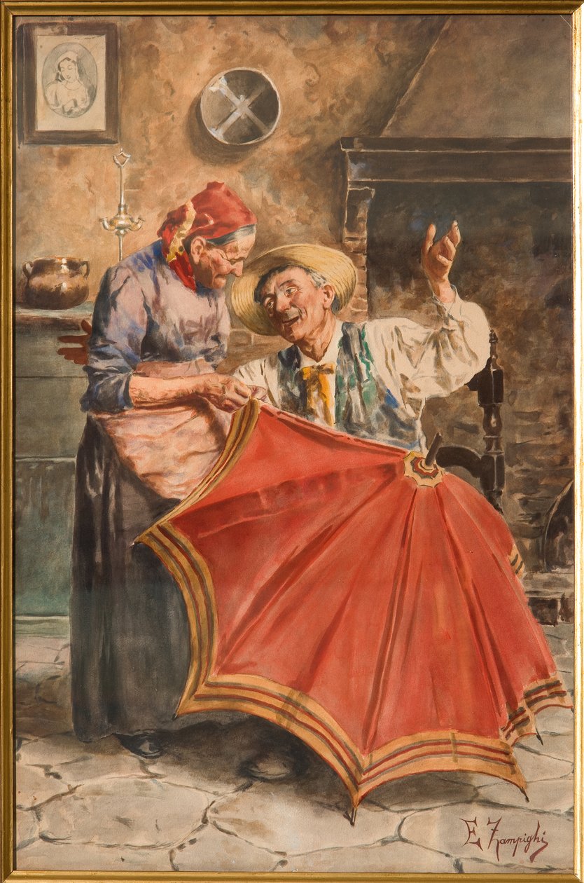 Interno con due persone da Eugenio Zampighi