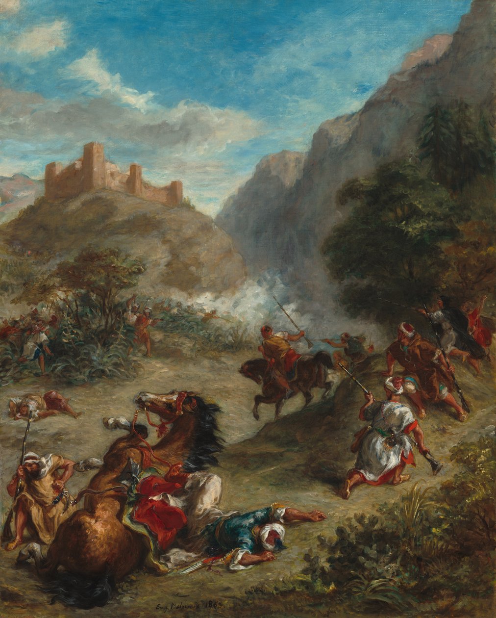 Arabi che combattono nelle montagne da Ferdinand Victor Eugene Delacroix