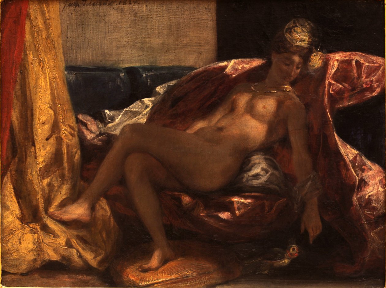 Donna con pappagallo da Ferdinand Victor Eugene Delacroix