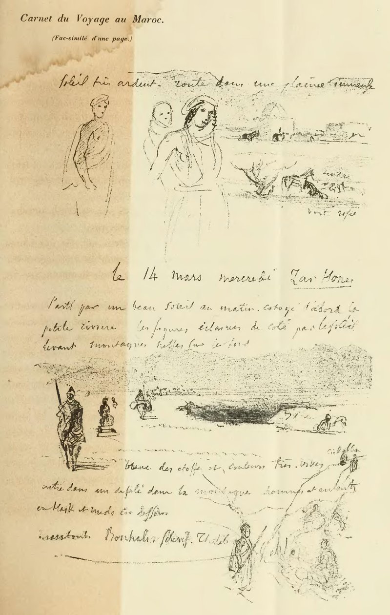 Pagina del diario di Delacroix da Ferdinand Victor Eugene Delacroix