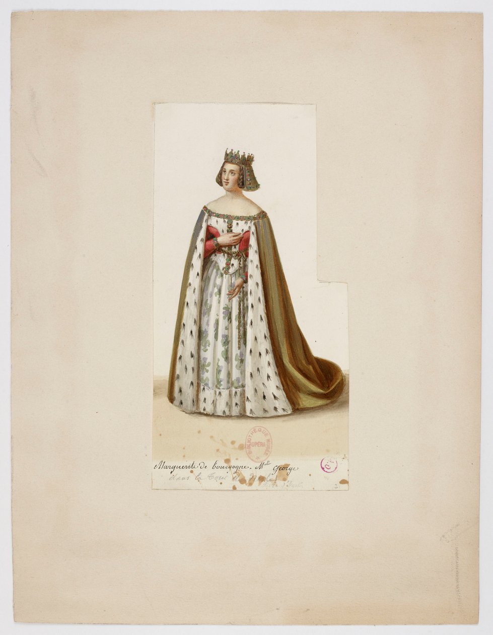Costume di Mlle George come Margherita di Borgogna (La Tour de Nesle, 1832) 2 da Eugène Du Faget