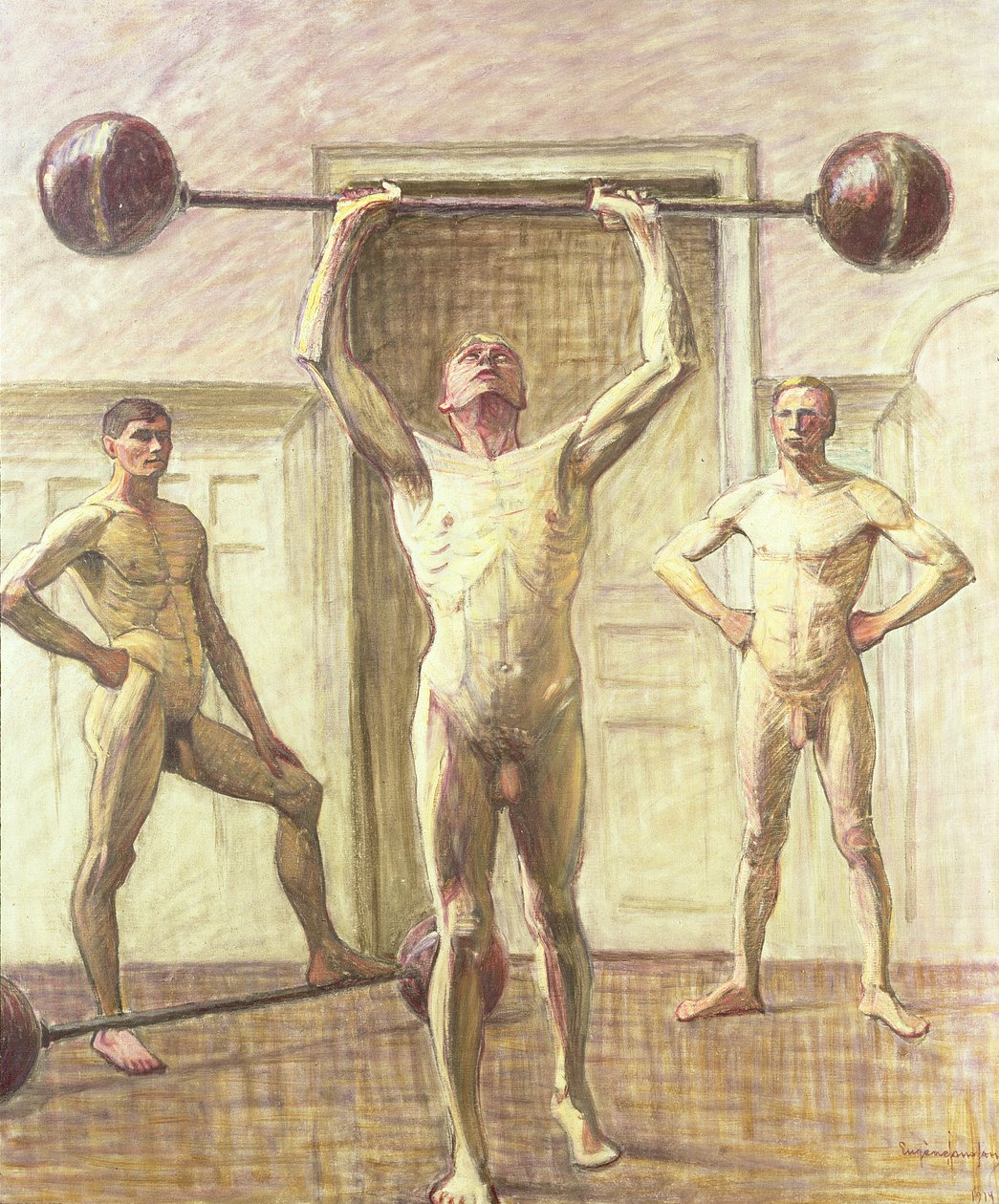 Sollevamento pesi con due braccia, Numero 3, 1914 da Eugène Jansson