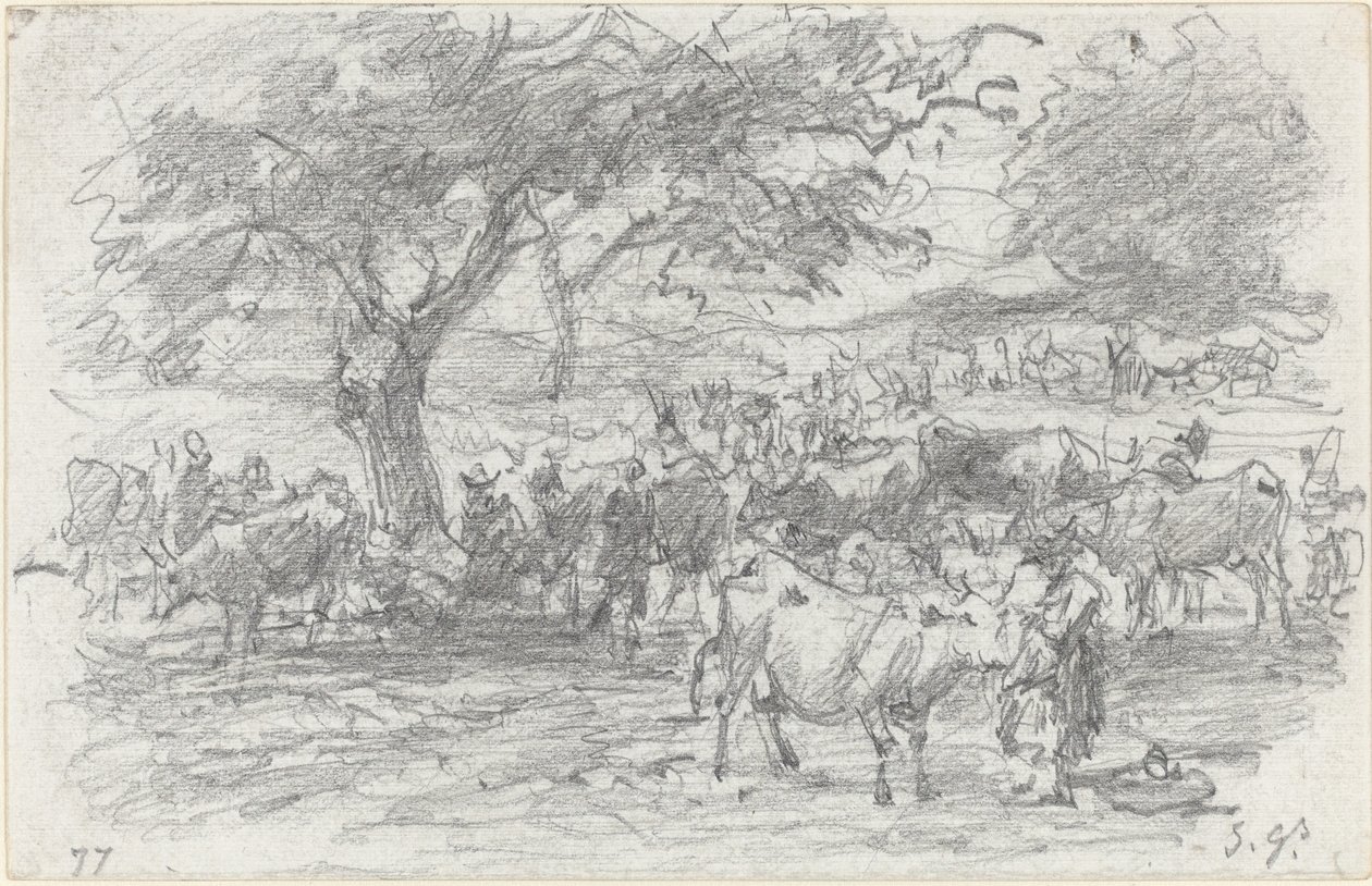 Pastore e bestiame da Eugène Boudin