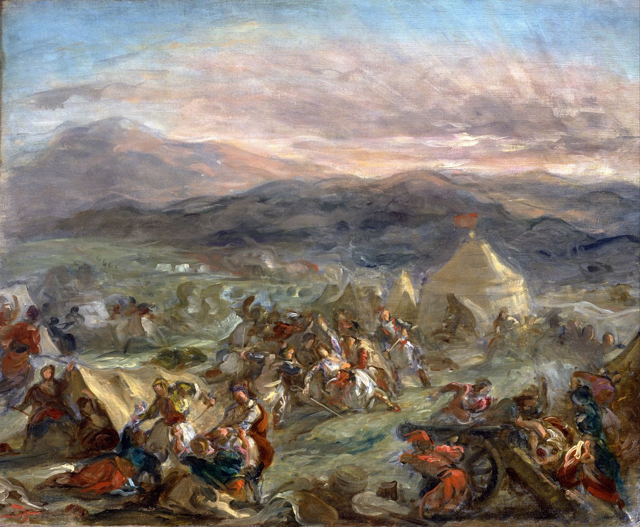 Botzaris sorprende il campo turco e cade ferito a morte da Eugène Delacroix