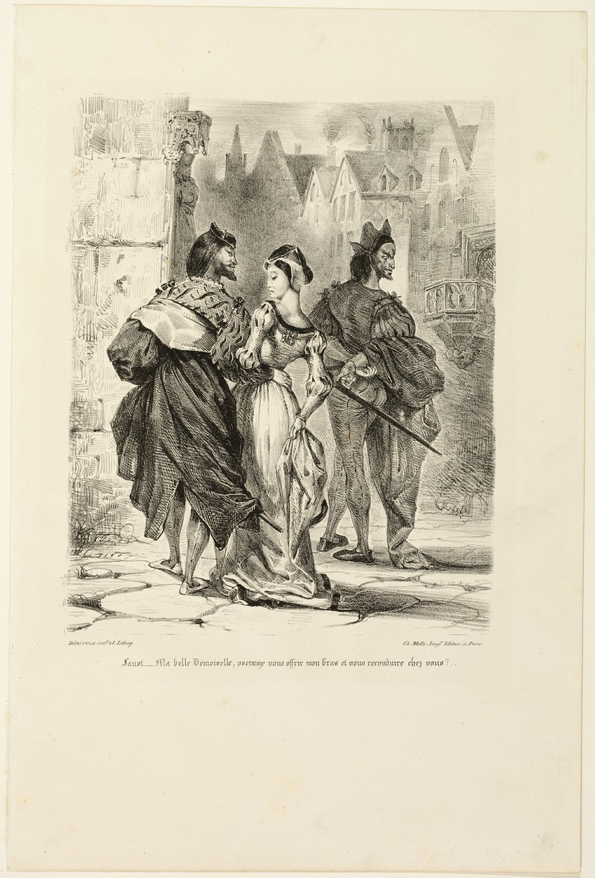 Faust che cerca di sedurre Margherita, da Faust da Eugène Delacroix