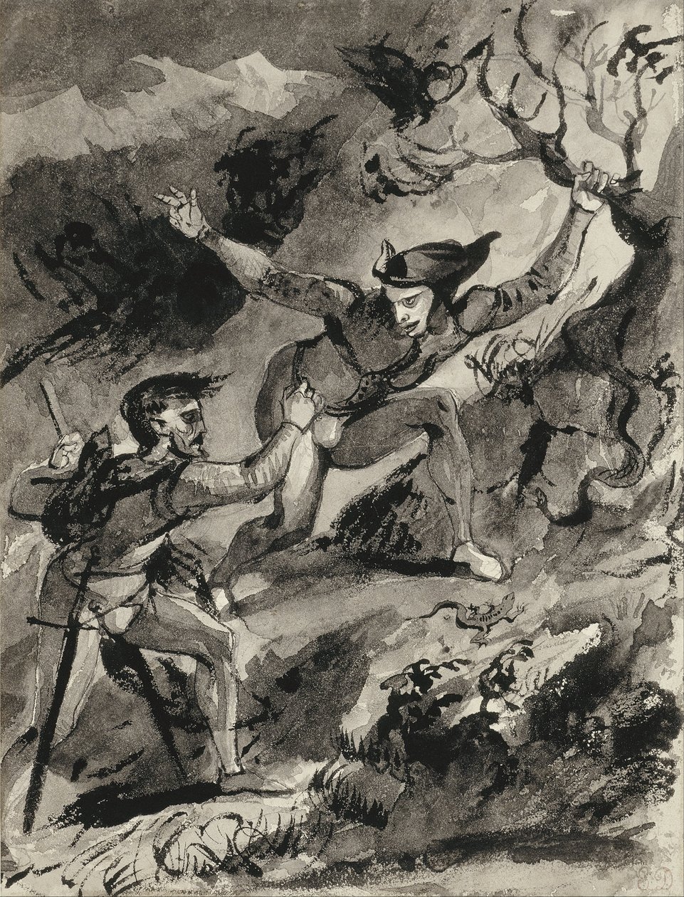Faust e Mefistofele sul Blocksberg da Ferdinand Victor Eugene Delacroix