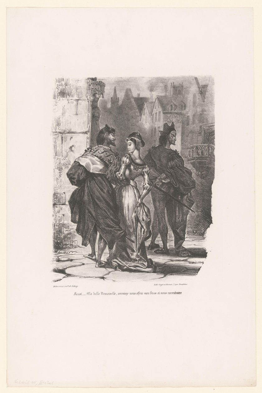 Faust cerca di sedurre Margherita da Eugène Delacroix