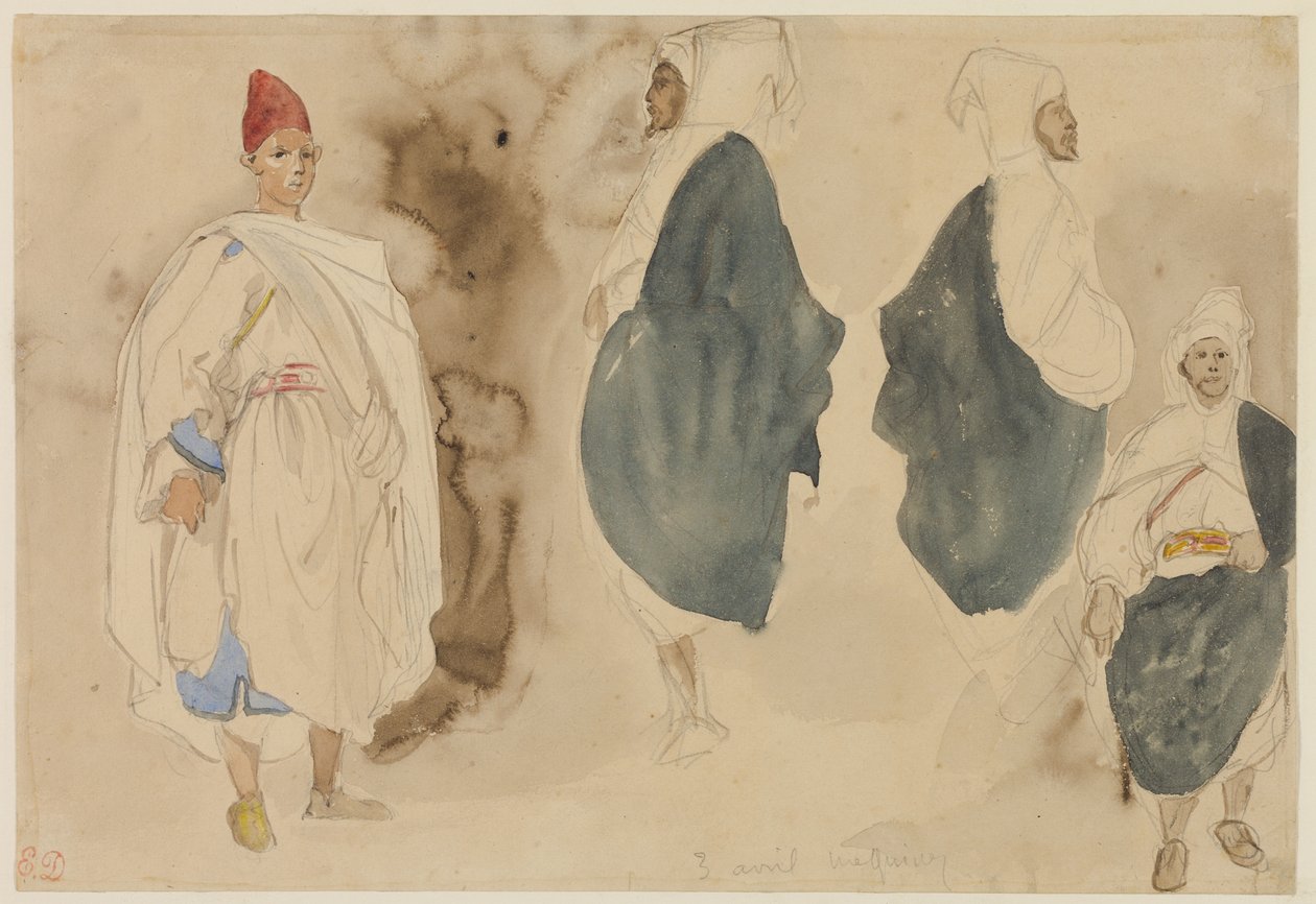 Quattro schizzi di uomini arabi da Eugène Delacroix