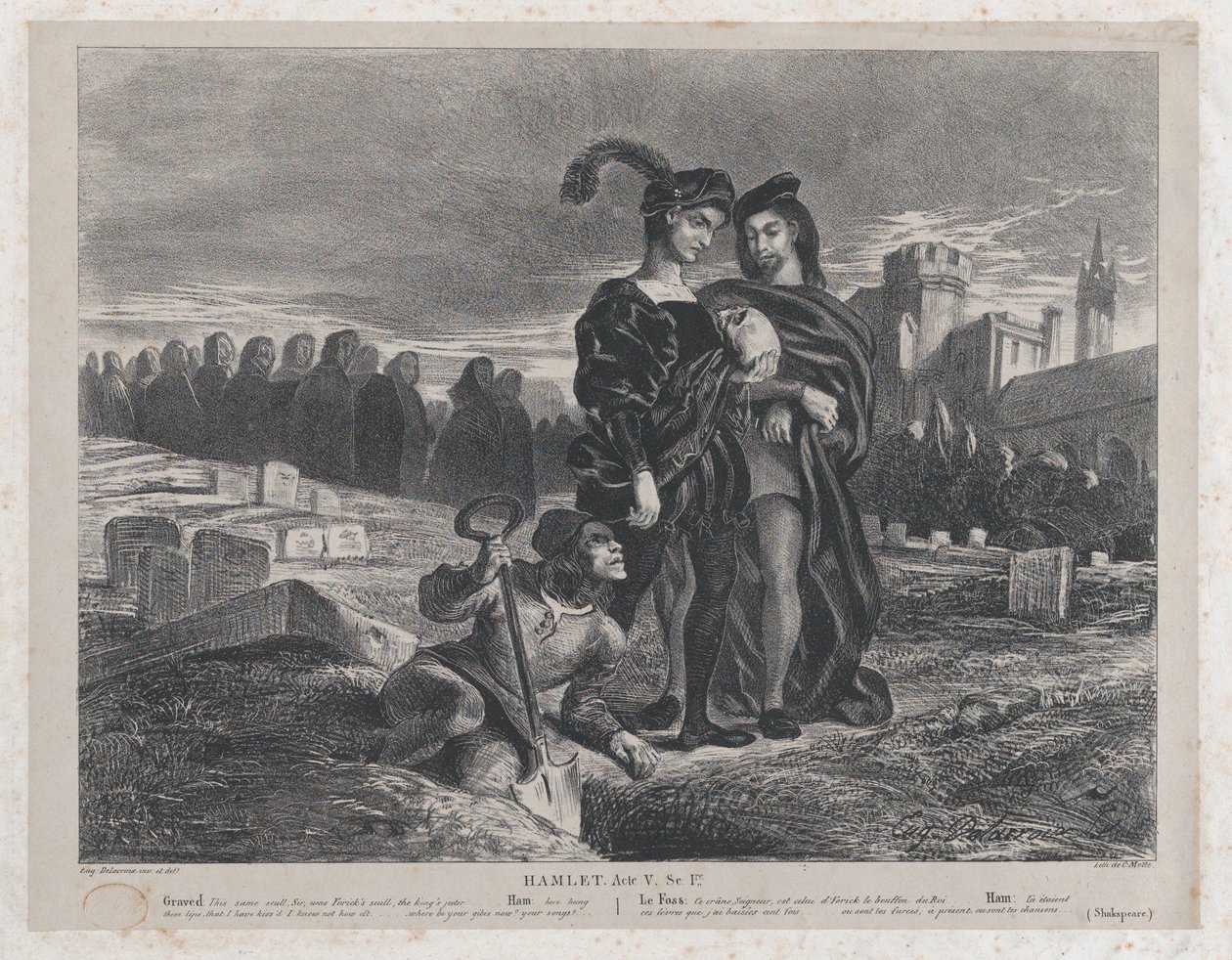 Amleto contempla il teschio di Yorick da Eugène Delacroix