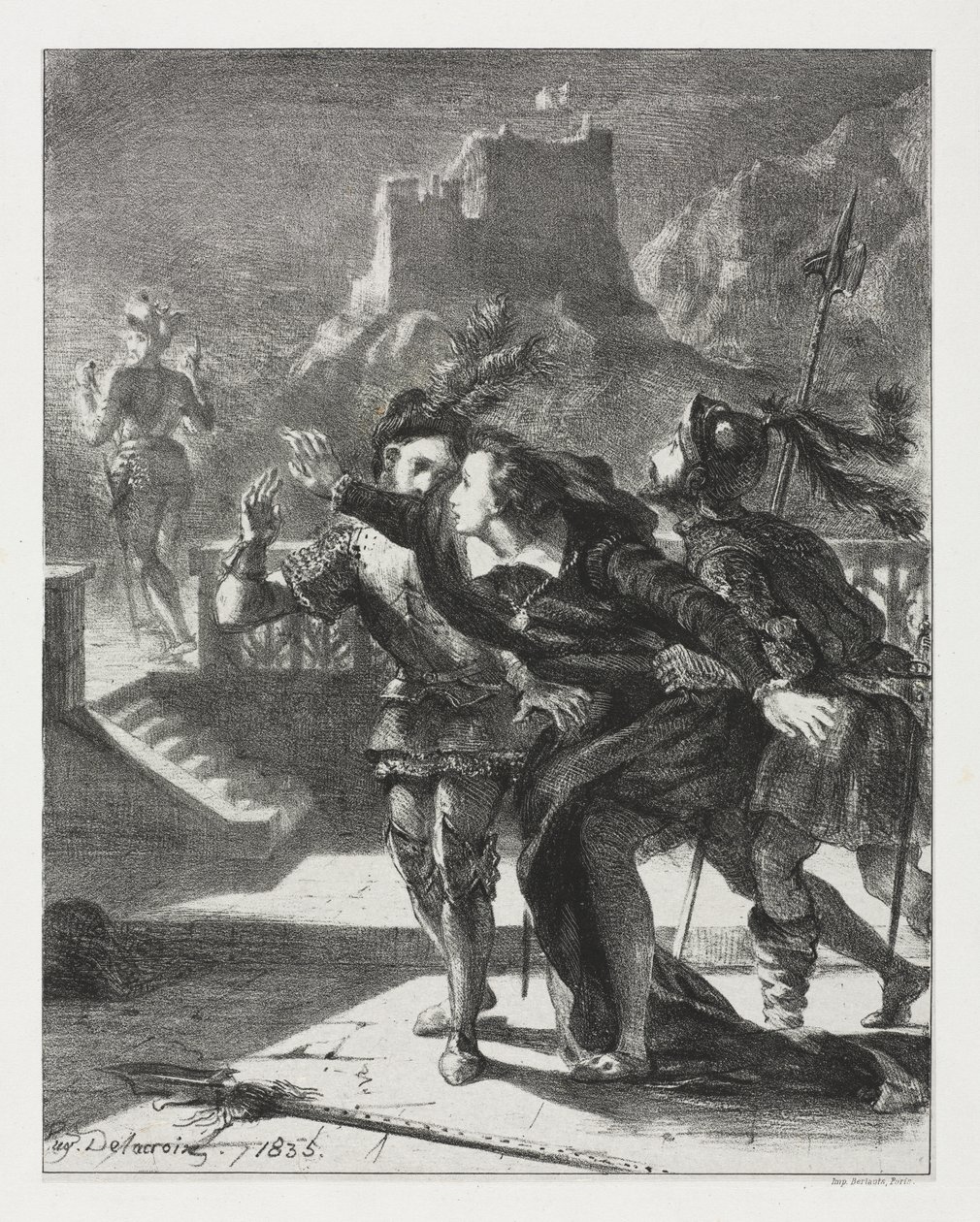 Amleto: Amleto si precipita a seguire il fantasma di suo padre da Eugène Delacroix