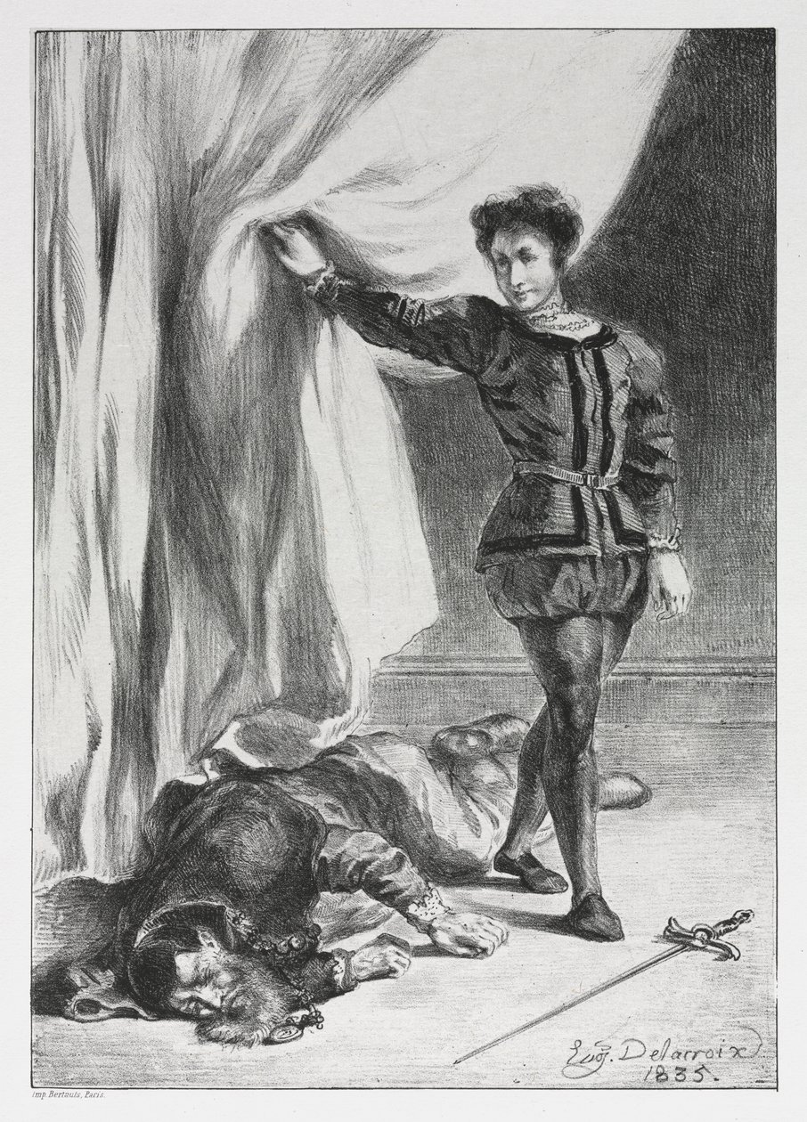 Amleto: Amleto e il cadavere di Polonio da Eugène Delacroix