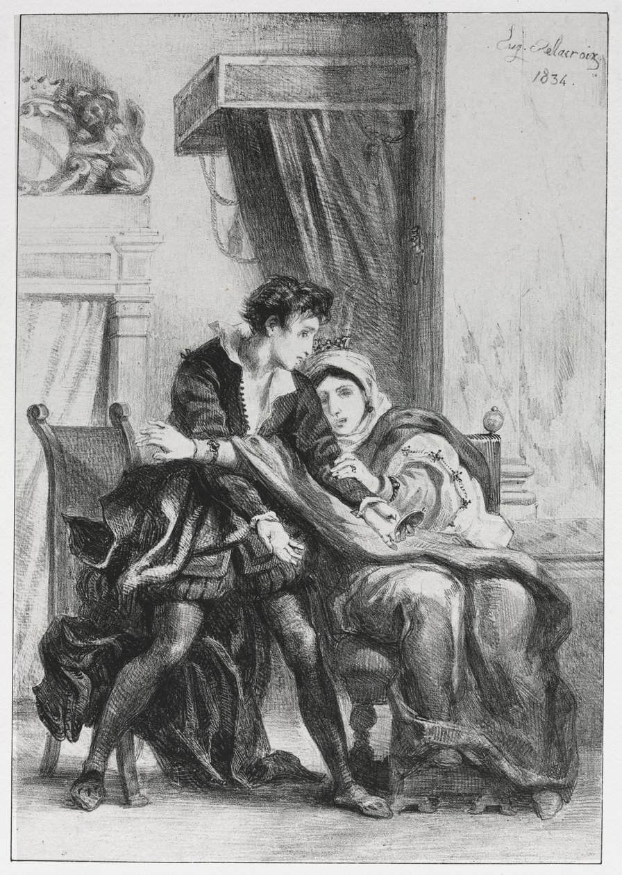 Amleto: Amleto e la regina da Eugène Delacroix