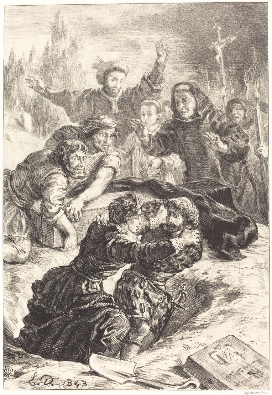 Amleto e Laerte nella Tomba di Ofelia (Atto V, Scena I) da Eugène Delacroix